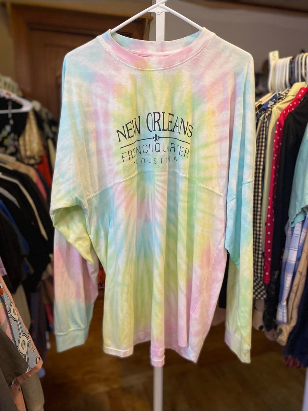 New Orleans French Quarter Pastel Tie-Dye Long Sleeve Tee